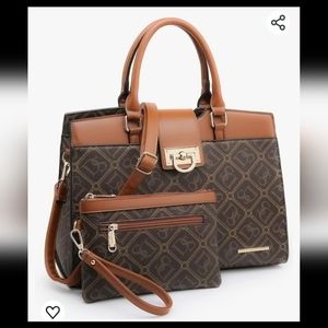 New Dasein Monogram Office School Laptop Computer Crossbody Handbag Purse